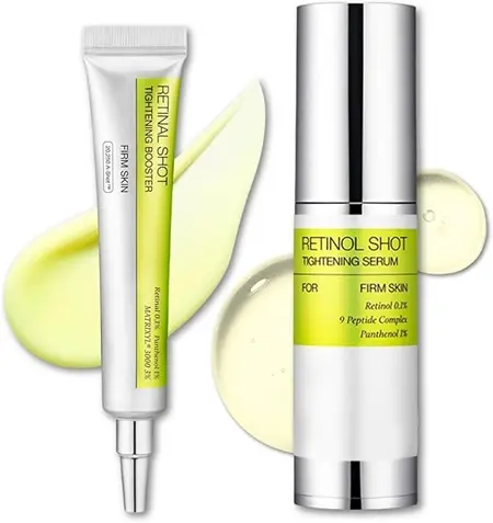 Retinal and Retinol Tightening Set – Booster 15ml and Serum 30ml | Firming, Smoother Skin, Pore Appearance Care, Vitamin A, Peptides